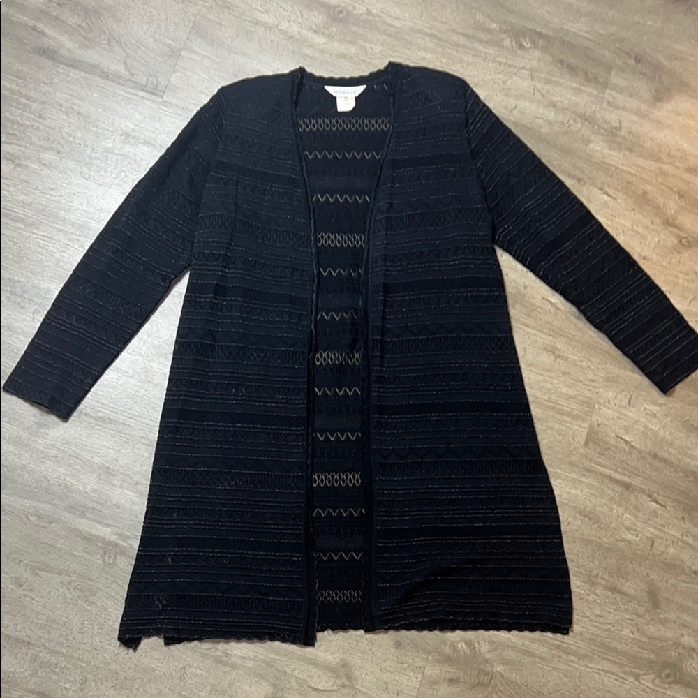 Misook Black‎ Open-Front Long Sleeve Cardigan
